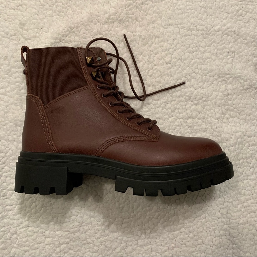 Aldo  Burgundy Combat Boots - Picture 7 of 12